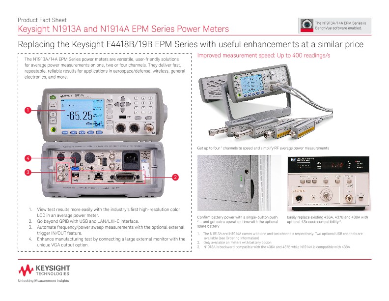 N1913A and N1914A EPM Series Power Meters PDF Asset Page Keysight